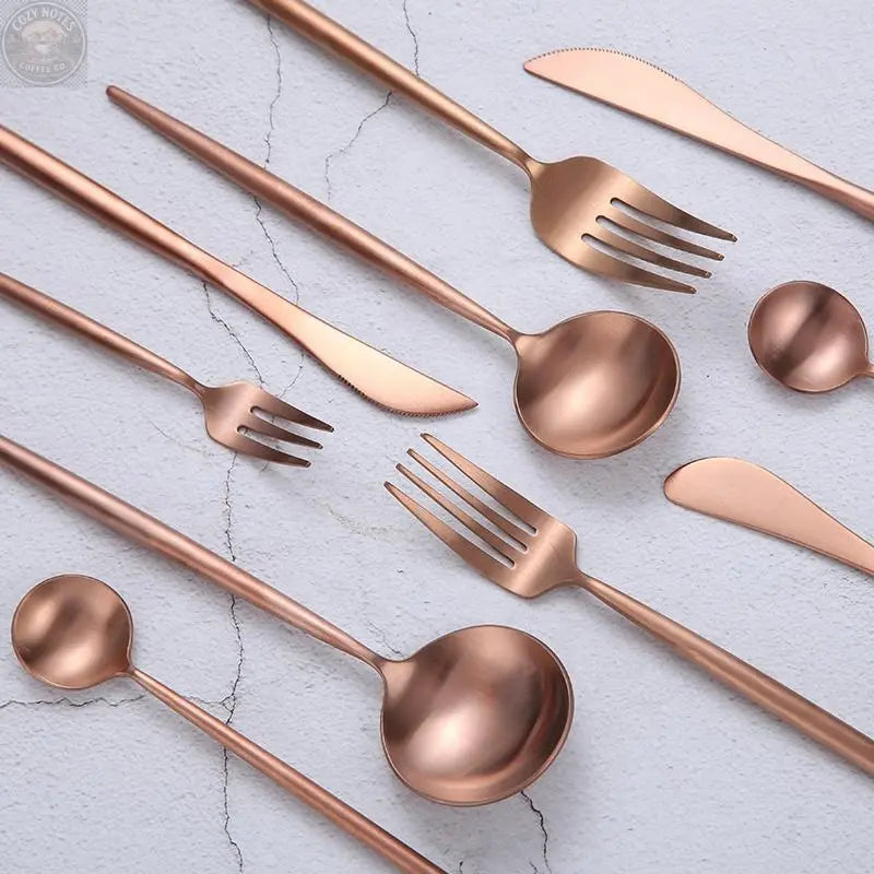 Annie Rose Gold Flatware 6 pc Set Tea + Linen