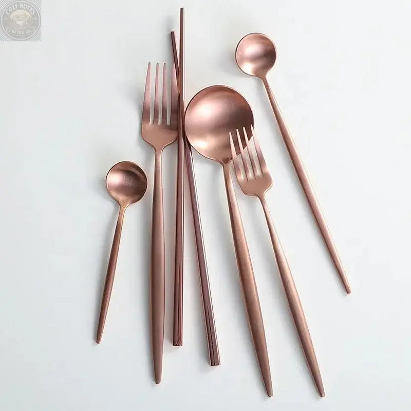 Annie Rose Gold Flatware 6 pc Set Tea + Linen