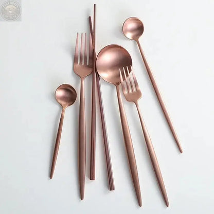 Annie Rose Gold Flatware 6 pc Set Tea + Linen