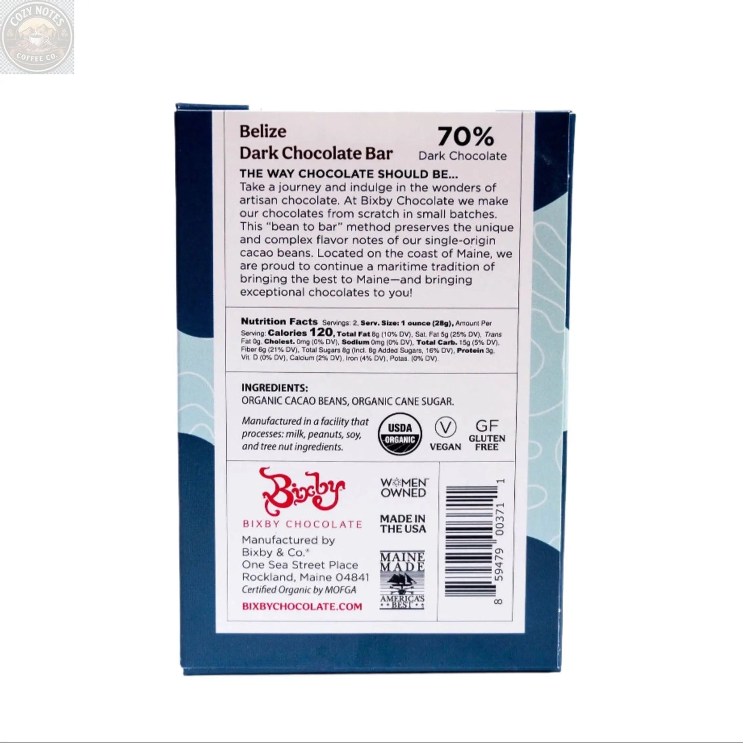 Organic Belize 70% Dark Chocolate Bar