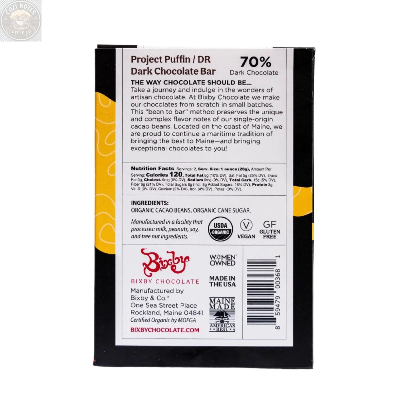 Organic Project Puffin 70% Dark Chocolate Bar