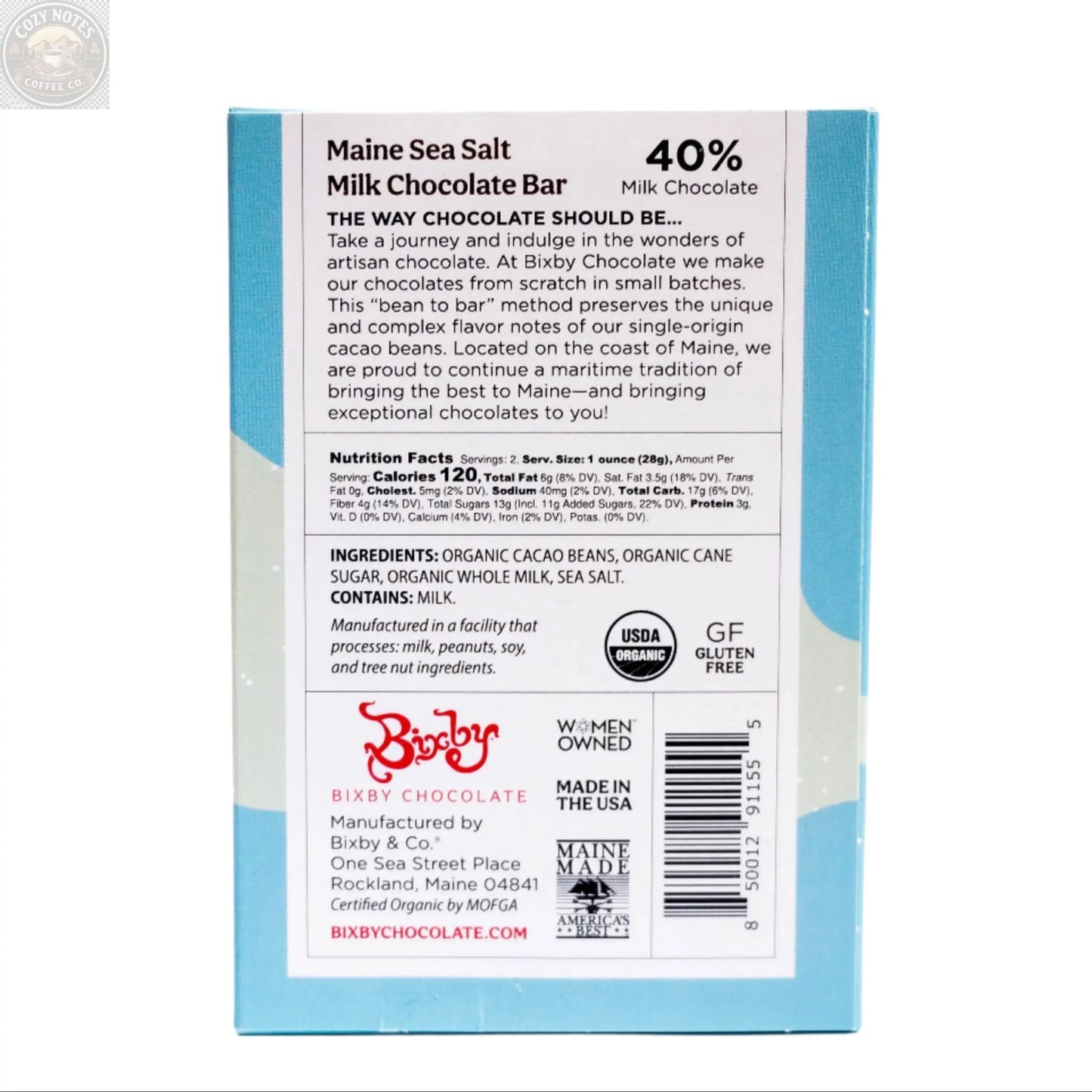 Organic Milk Chocolate Maine Sea Salt Bar