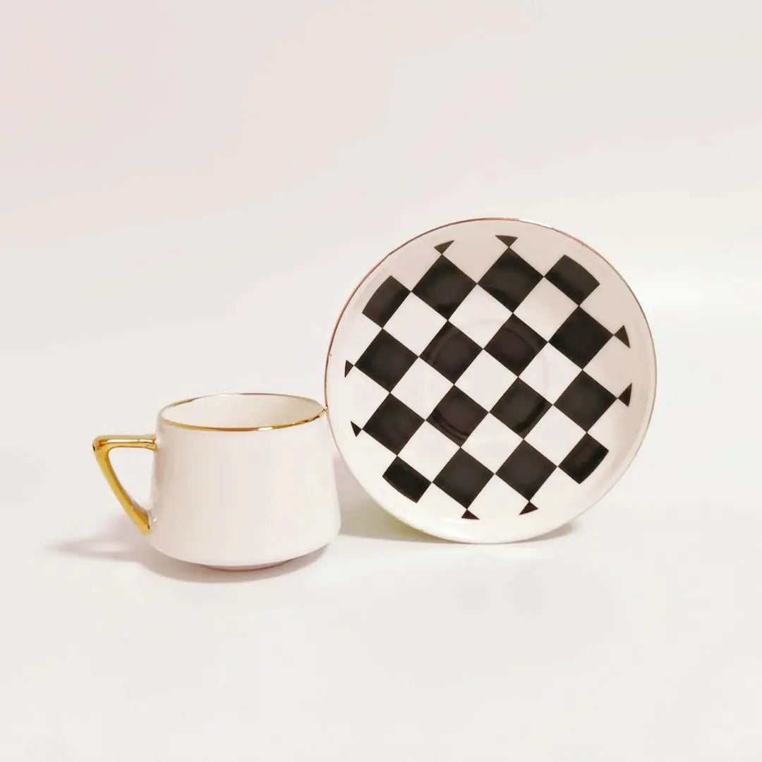 Checkered Espresso Cups - Set of 6 Tea + Linen