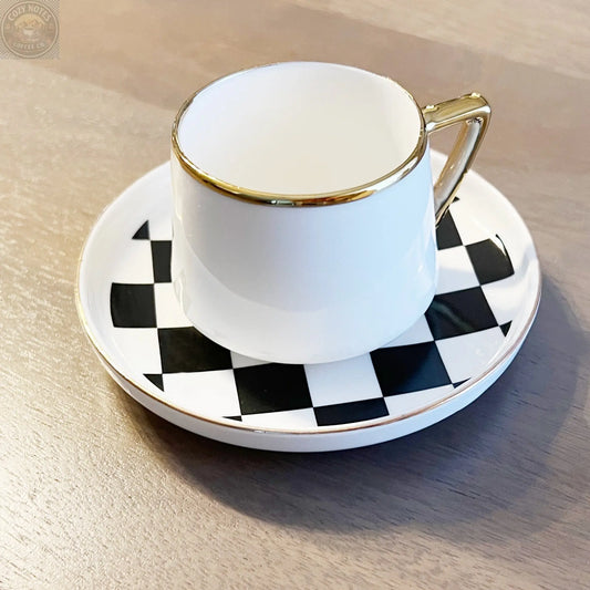 Checkered Espresso Cups - Set of 6 Tea + Linen
