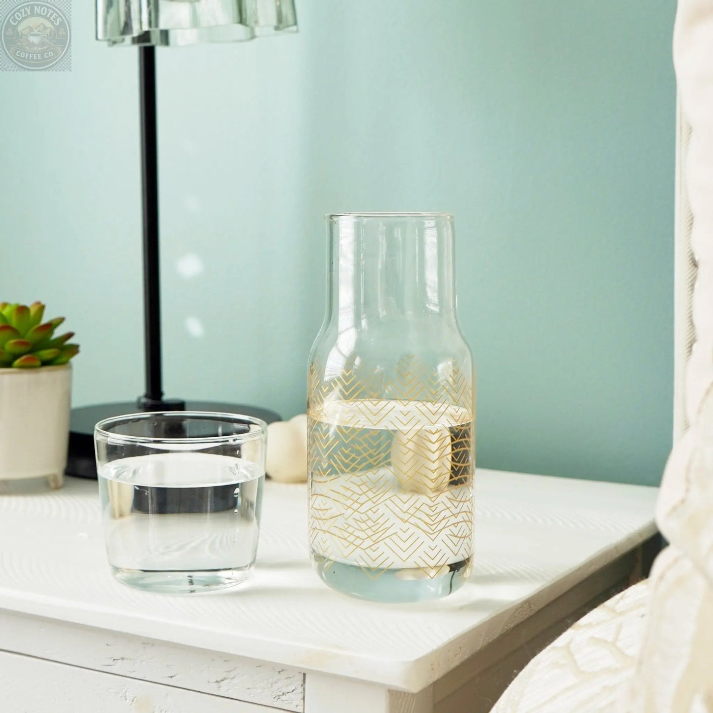 Chevron Bedside Carafe Tea + Linen