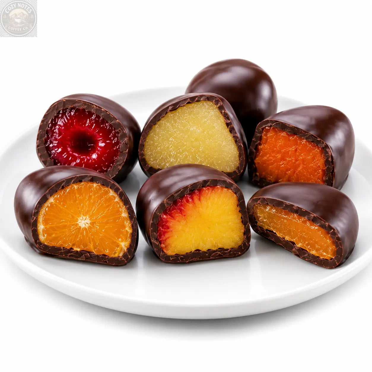 ANDY ANAND Chocolate Covered Fruits Collection Gift Box, 20 Pieces – Cherry, Pear, Pumpkin, Orange, Peach &amp; Orange Peel Covered in Premium Dark Chocolate, Gourmet Fruit Candy Assortment, California Made, Gift Ready Andyanand