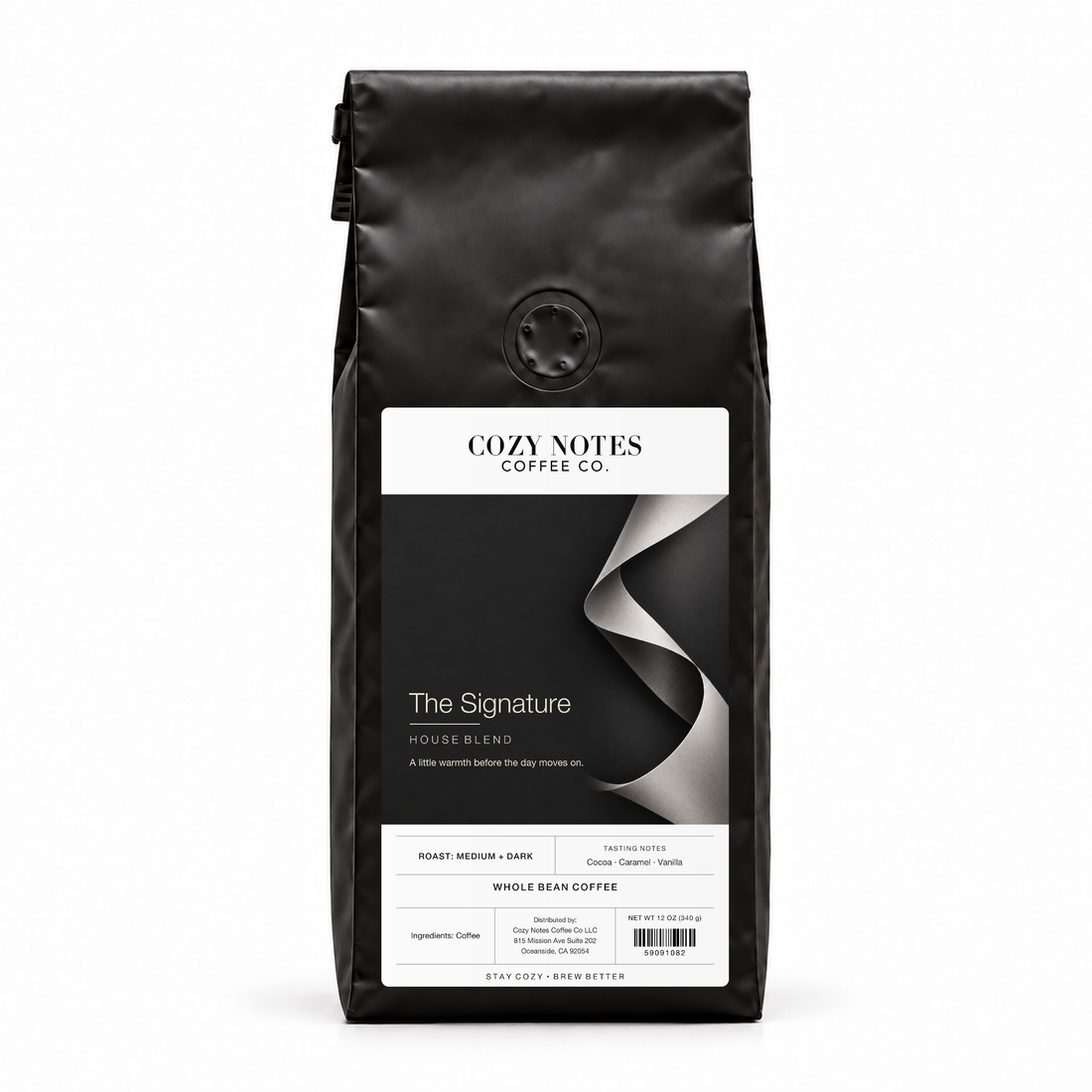 The Signature — 12 oz bag with the approved label artwork.