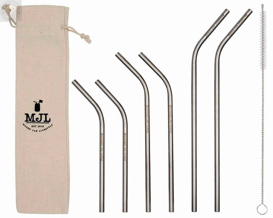 Combo 6 Pack Thin Bent Stainless Steel Straws for Mason Jars Mason Jar Lifestyle