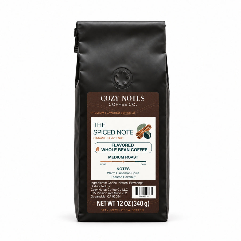 THE SPICED NOTE, flavored whole bean coffee, medium roast, 12oz — main photograph.