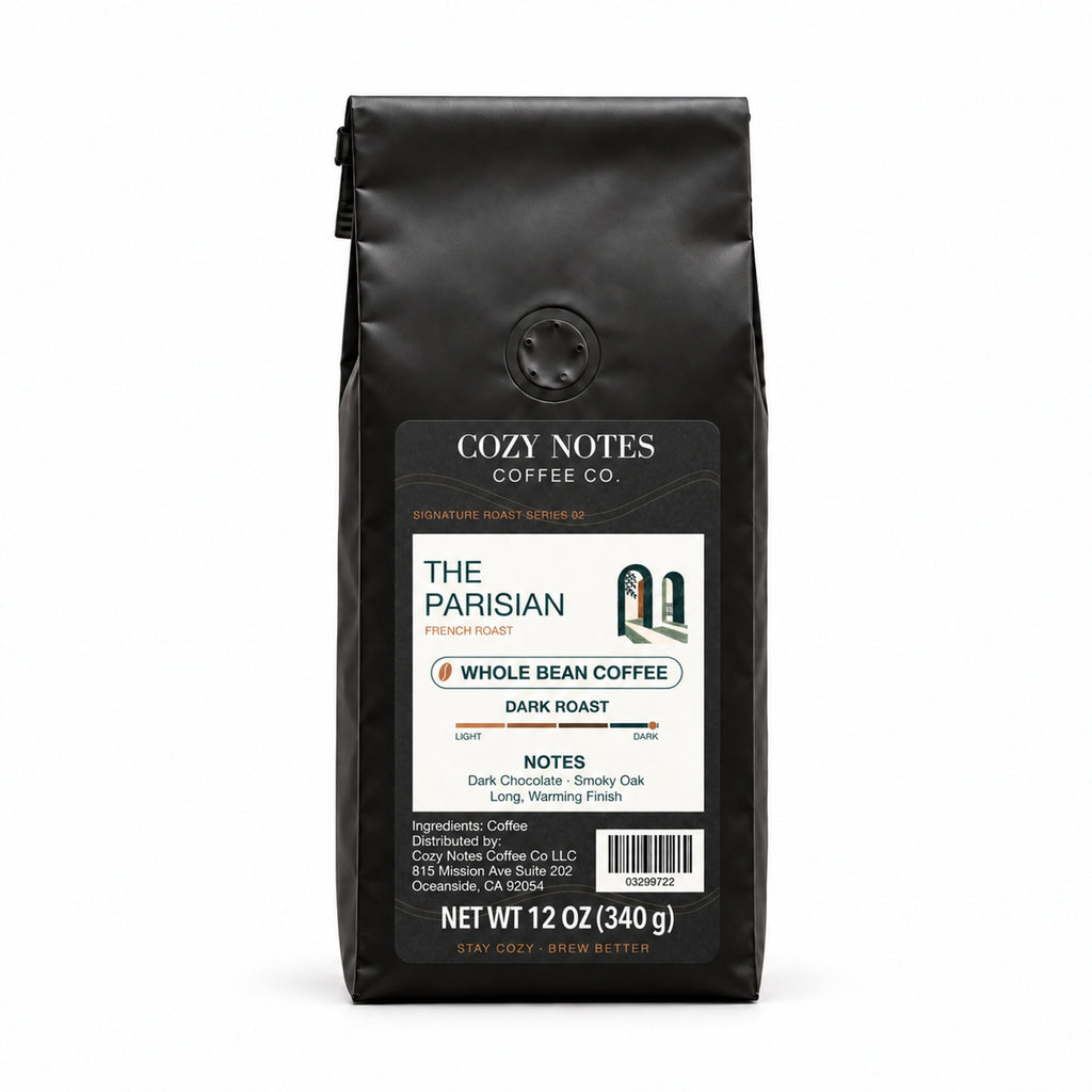 THE PARISIAN, dark roast, whole bean, 12oz — main product photograph.