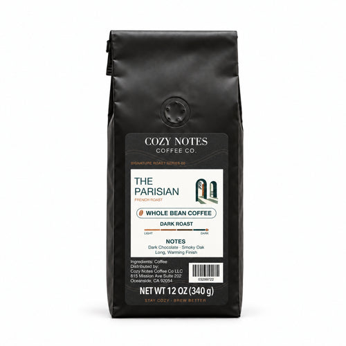 THE PARISIAN, dark roast, whole bean, 12oz — main product photograph.
