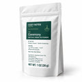 The Ceremony matcha green tea powder, 1 oz — angled pouch on white background.