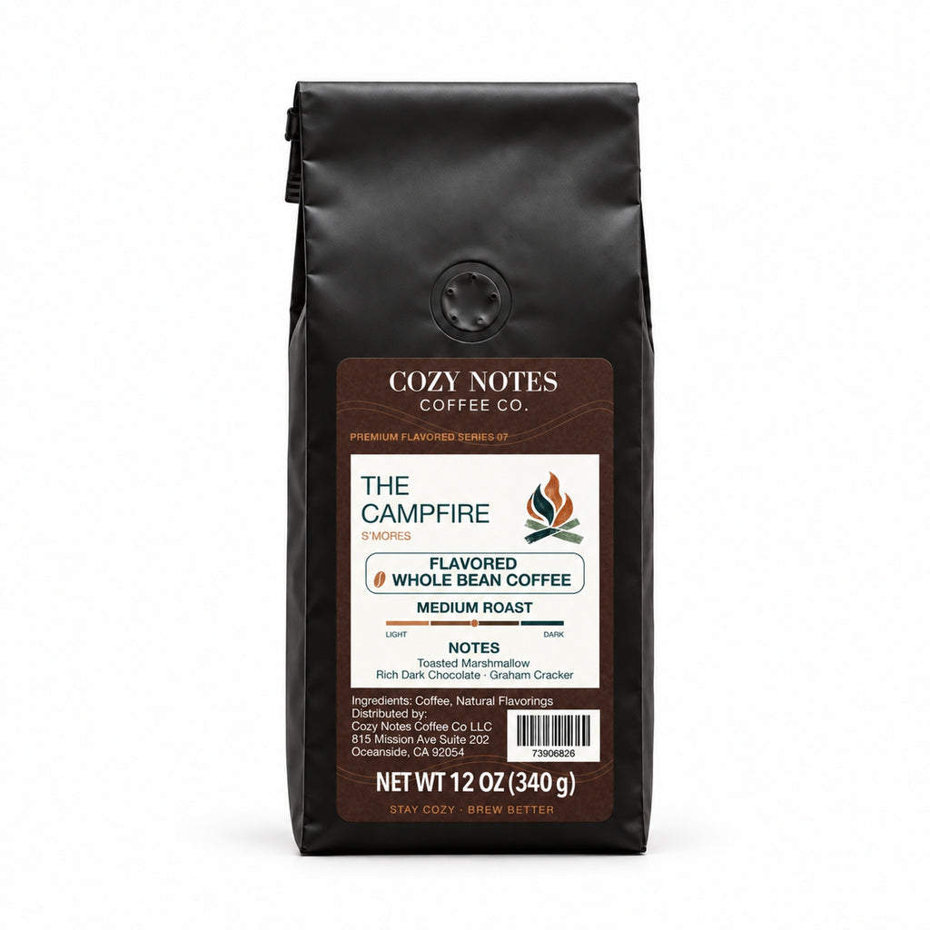 The Campfire S'mores flavored whole bean coffee, medium roast, 12 oz — main photograph.