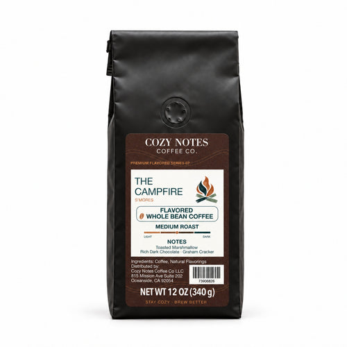 The Campfire S'mores flavored whole bean coffee, medium roast, 12 oz — main photograph.