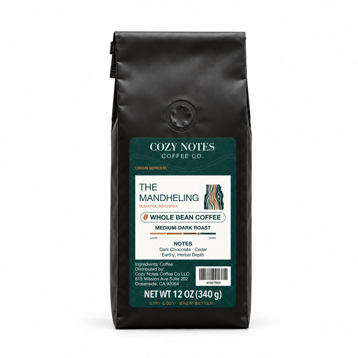 THE MANDHELING, medium-dark roast, whole bean, 12oz — main product photograph.