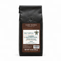 Cozy Notes Coffee THE TURTLE, flavored whole bean coffee, 12oz, medium-dark roast — front product view on white
