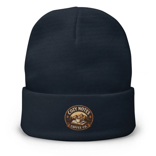 Embroidered Beanie Cozy Notes Coffee Co
