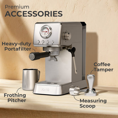 Espresso Coffee Machine w/ Milk Frother, KF1000X - Cozy Notes Coffee Co