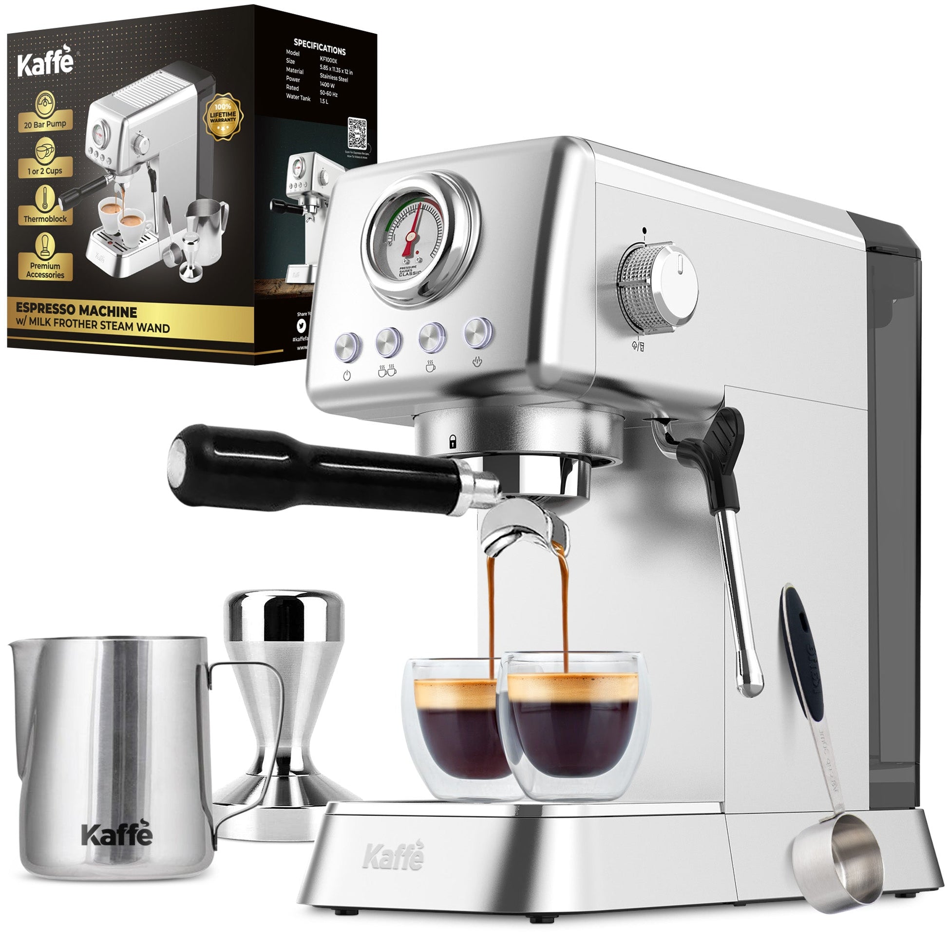 Espresso Coffee Machine w/ Milk Frother, KF1000X - Cozy Notes Coffee Co