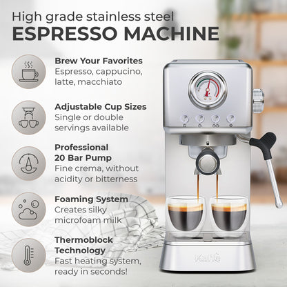 Espresso Coffee Machine w/ Milk Frother, KF1000X - Cozy Notes Coffee Co
