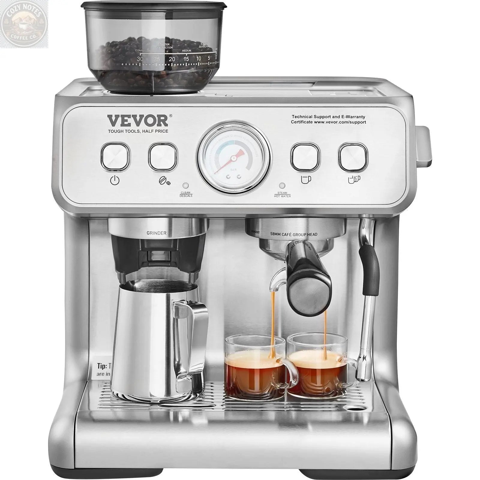 15-Bar Espresso Maker with Milk Frother & PID Control VYSN