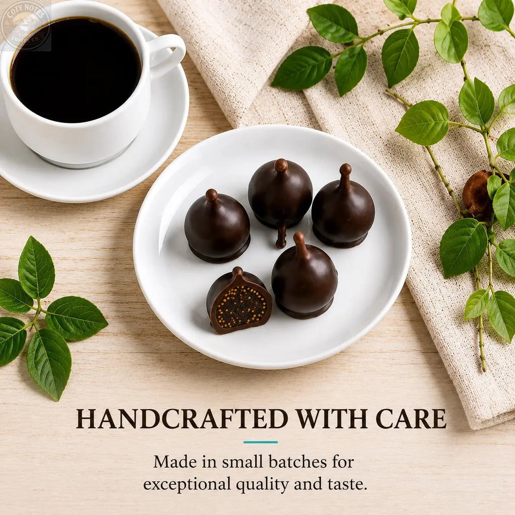 Andy Anand Vegan Belgian Dark Chocolate Figs - 24 Pc Gift Box, Premium 60% Cocoa Butter, Dairy-Free Gourmet Confection, Perfect for Birthday, Valentine’s &amp; Anniversary Gifts - Handcrafted in California Andyanand