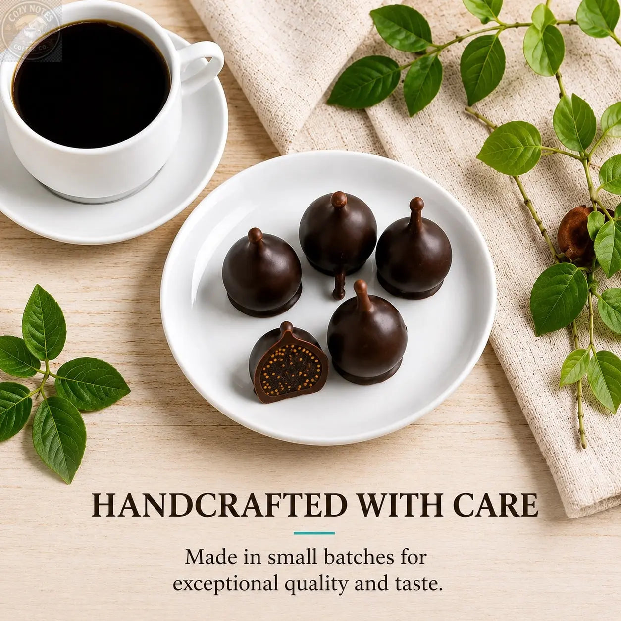 Andy Anand Vegan Belgian Dark Chocolate Figs - 24 Pc Gift Box, Premium 60% Cocoa Butter, Dairy-Free Gourmet Confection, Perfect for Birthday, Valentine’s &amp; Anniversary Gifts - Handcrafted in California Andyanand