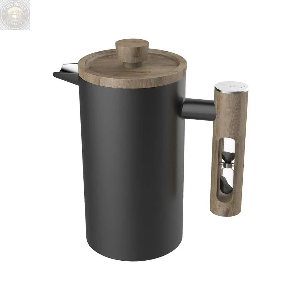 French Press with Timer - Stainless Steel - Black Tea + Linen
