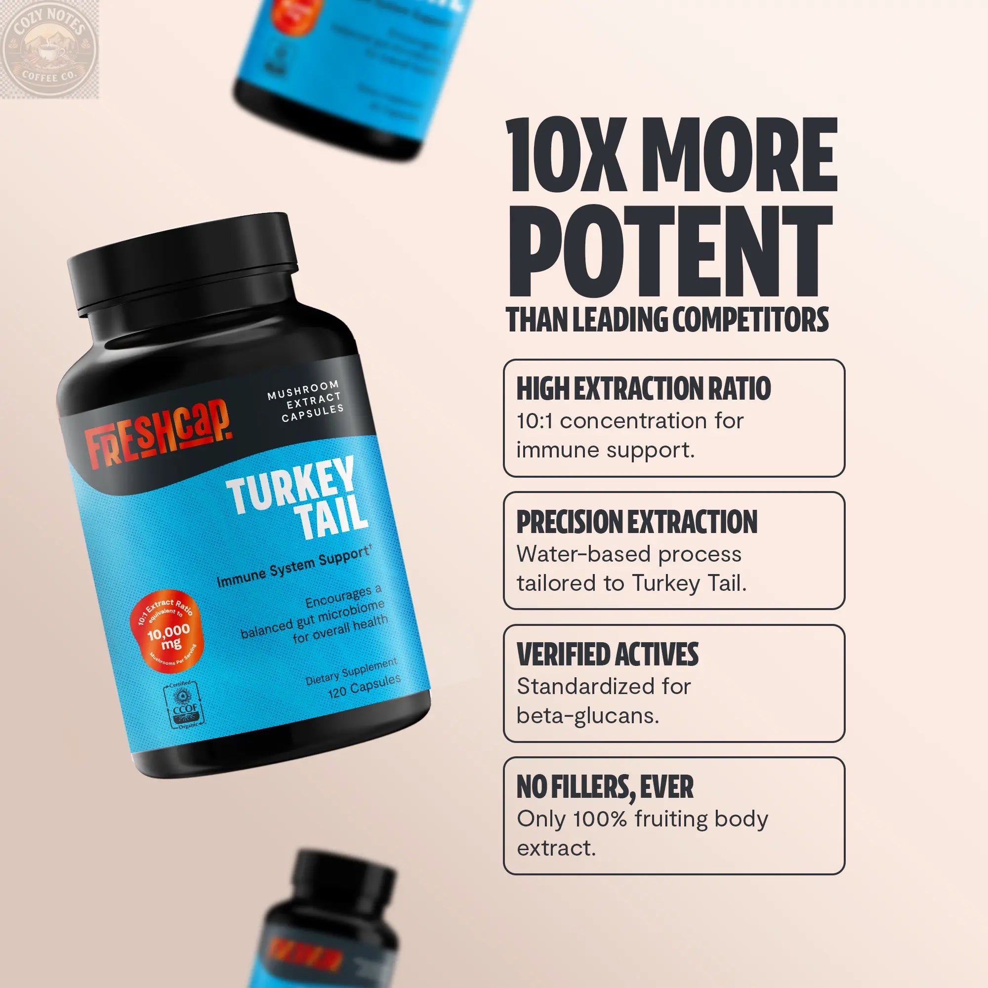 Organic Turkey Tail Mushroom Capsules FreshCap Mushrooms