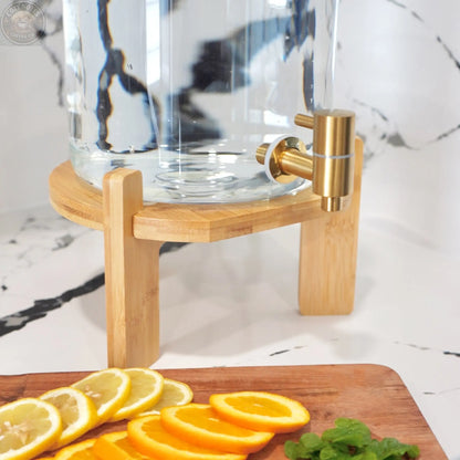Glass Drink Dispenser with Stand Tea + Linen