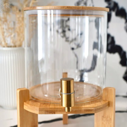 Glass Drink Dispenser with Stand Tea + Linen