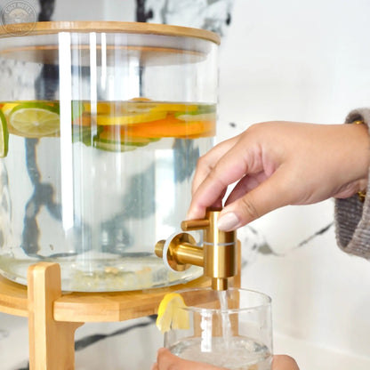 Glass Drink Dispenser with Stand Tea + Linen
