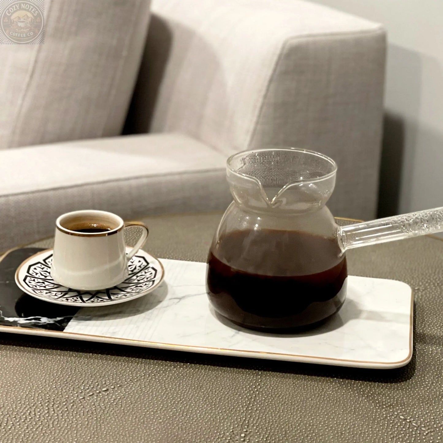 Glass Turkish Coffee Pot Tea + Linen