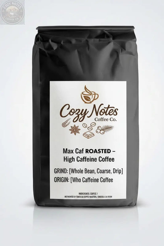 Max Caf Blend – High Caffeine Coffee bag by Cozy Notes Coffee Co