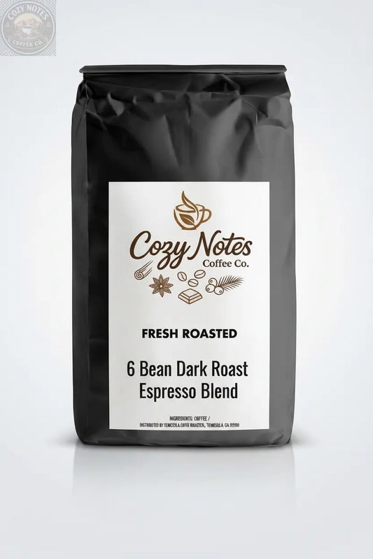6 Bean Dark Roast Espresso Blend coffee bag