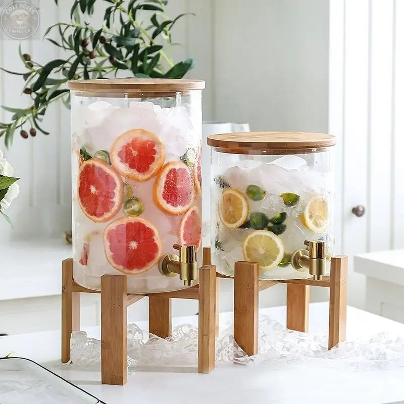 Glass Drink Dispenser with Stand Tea + Linen