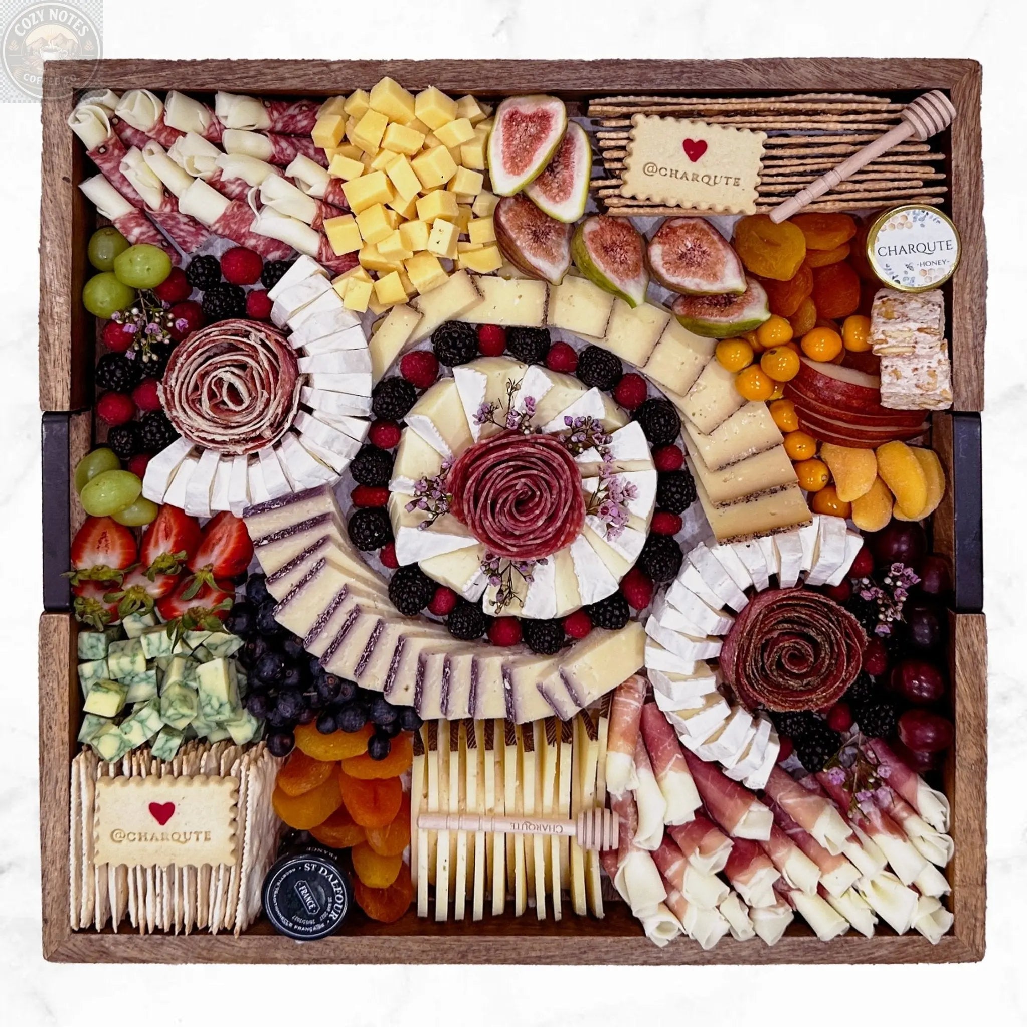 Large Square Lazy Susan Charcuterie Board Charqute