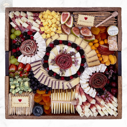 Large Square Lazy Susan Charcuterie Board Charqute