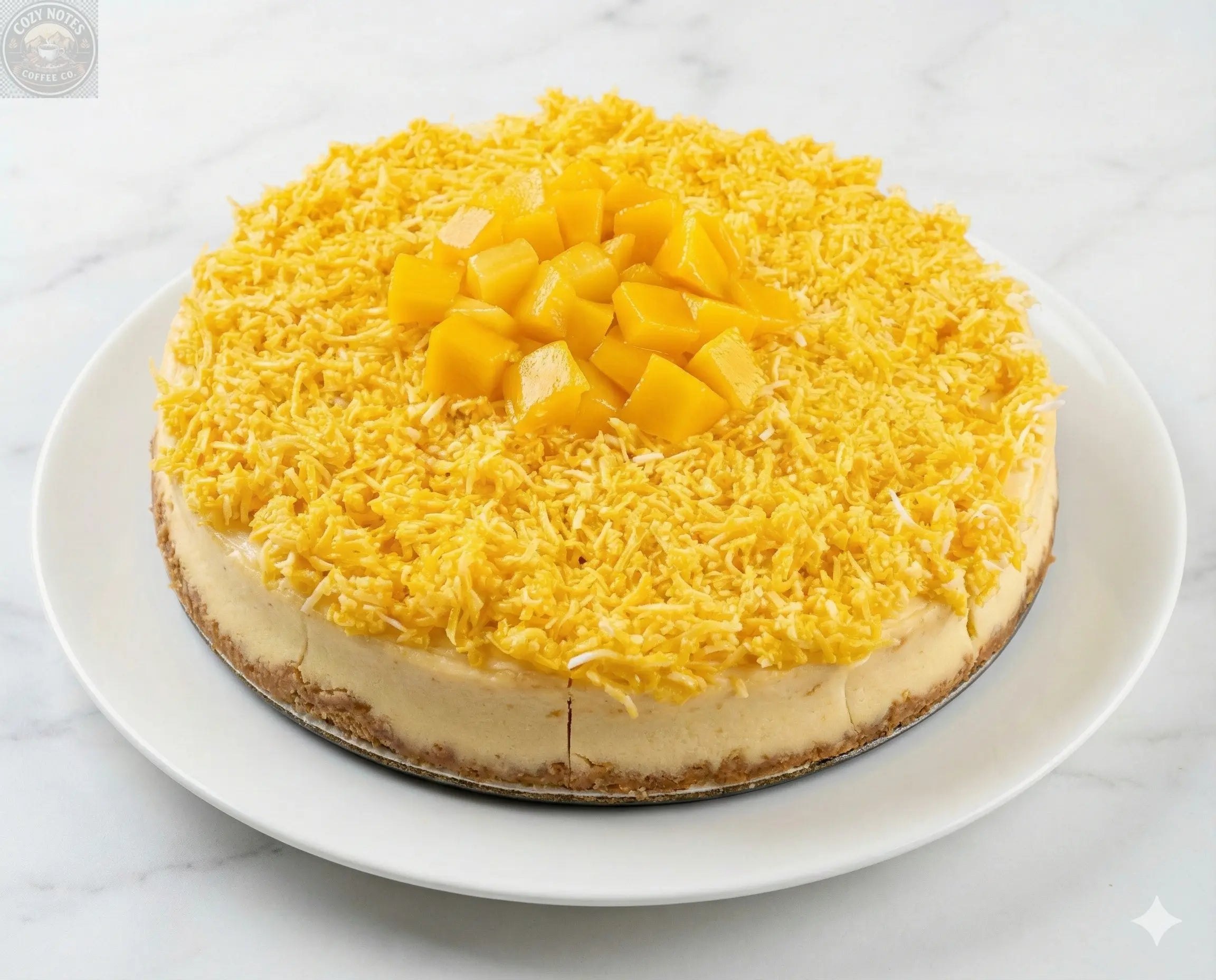 Andy Anand Sugar-Free Coconut Mango Cheesecake, 9-Inch, 2.6 lb – Tropical Flavors, Keto & Diabetic-Friendly, California Cream Cheese Gift Andyanand
