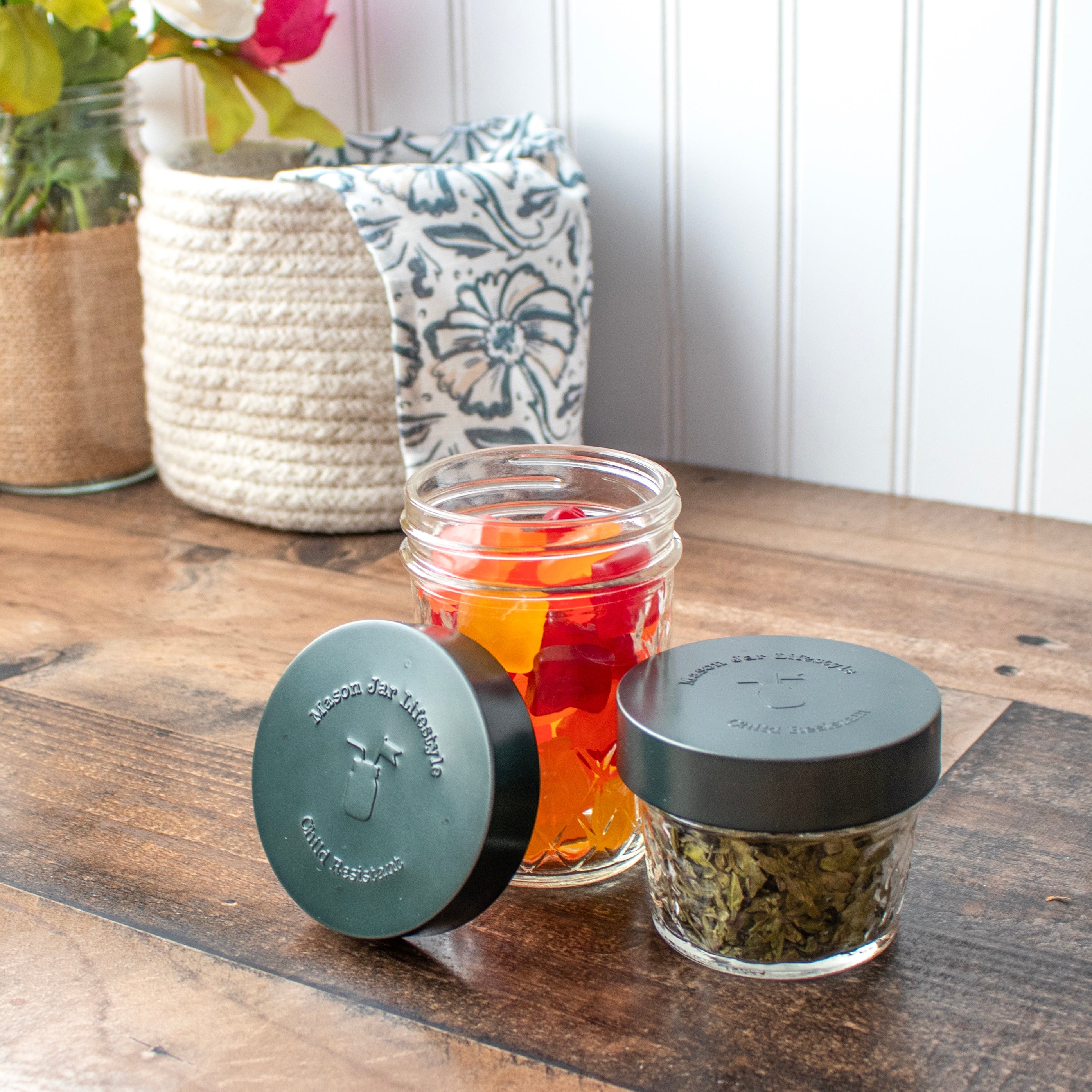 Child Resistant Lids for Regular Mouth Mason Jars 2 Pack