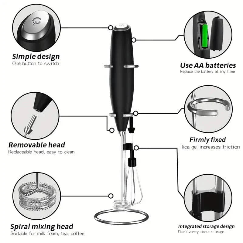 Milk Frother, Handheld Electric Mixer - Cozy Notes Coffee Co