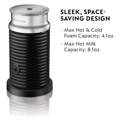 Nespresso Aeroccino3 Milk Frother, One Size, Black - Cozy Notes Coffee Co
