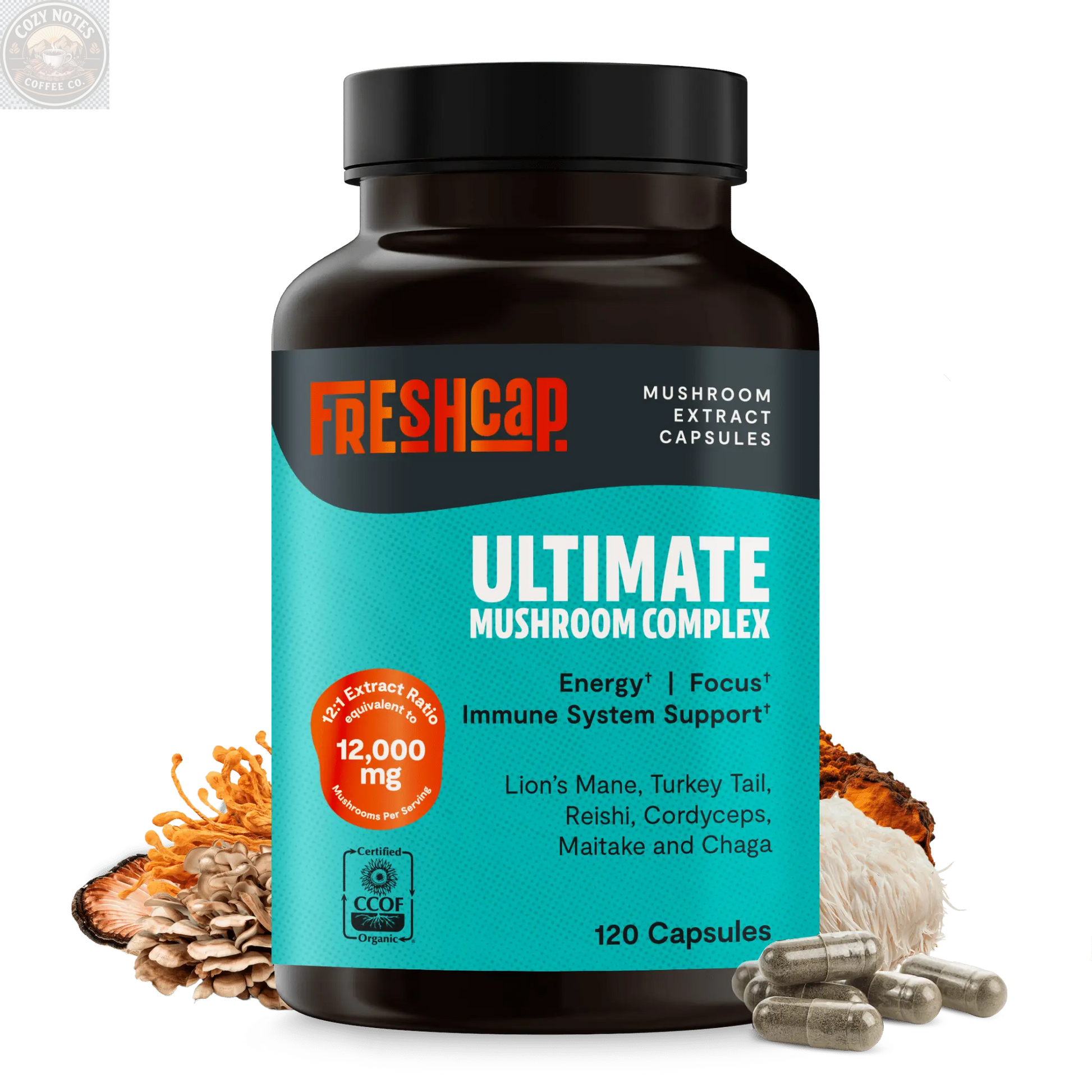 Organic Mushroom Complex Supplement Capsules FreshCap Mushrooms