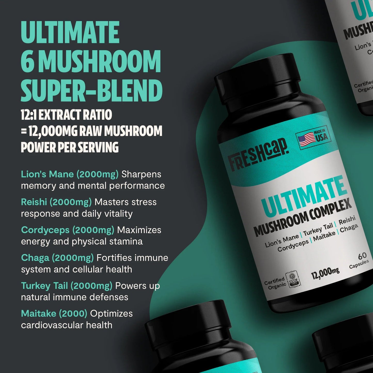 Organic Mushroom Complex Supplement Capsules - Cozy Notes Coffee Co