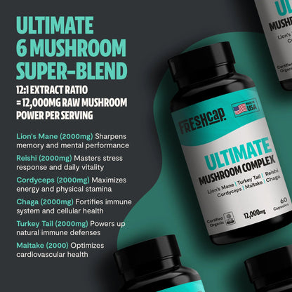 Organic Mushroom Complex Supplement Capsules - Cozy Notes Coffee Co