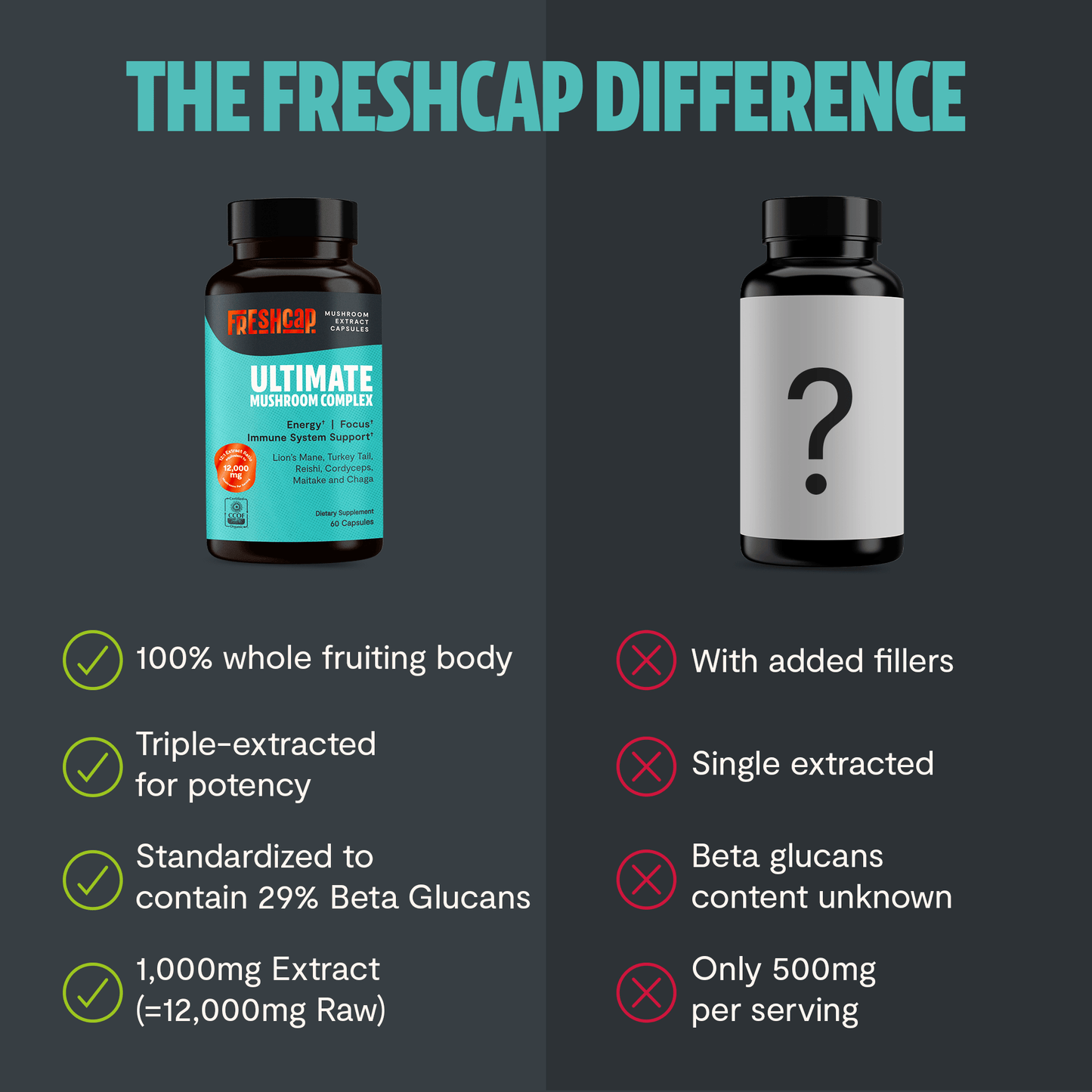 Organic Mushroom Complex Supplement Capsules - Cozy Notes Coffee Co