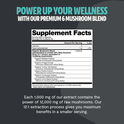 Organic Mushroom Complex Supplement Capsules - Cozy Notes Coffee Co