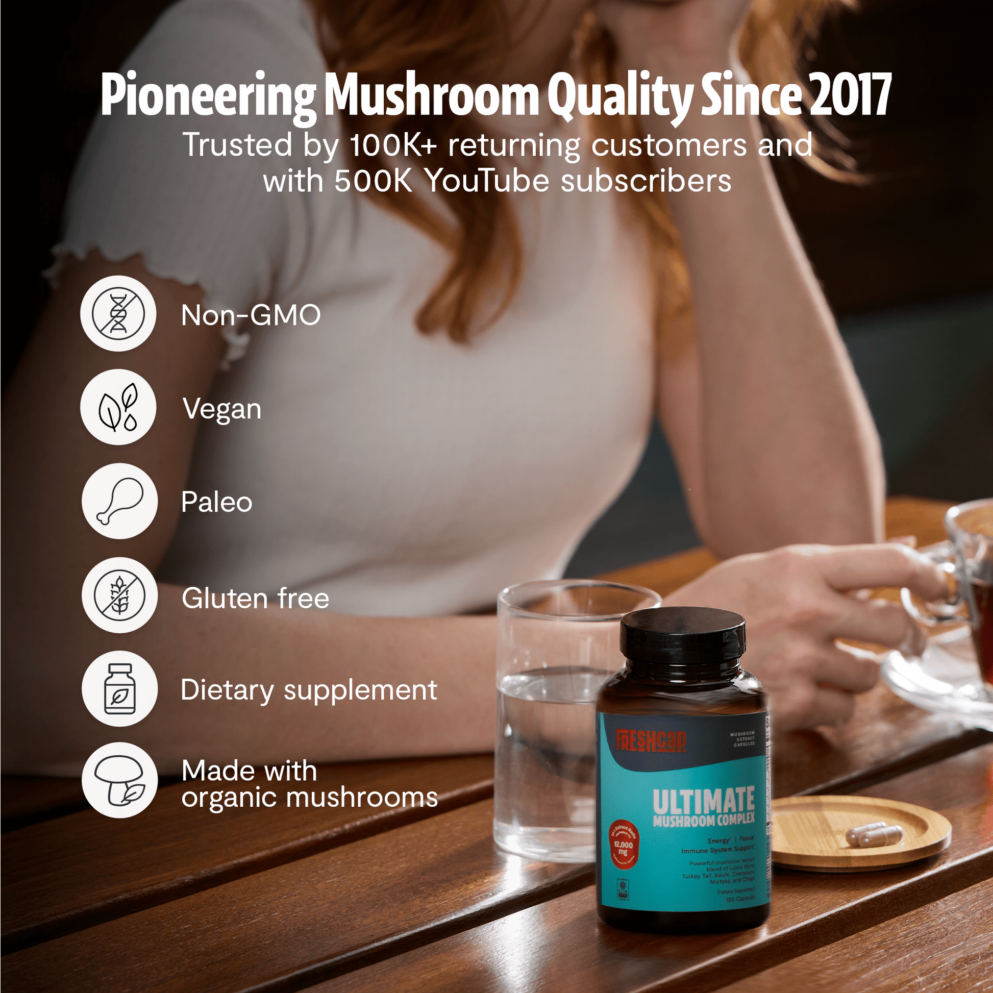Organic Mushroom Complex Supplement Capsules - Cozy Notes Coffee Co