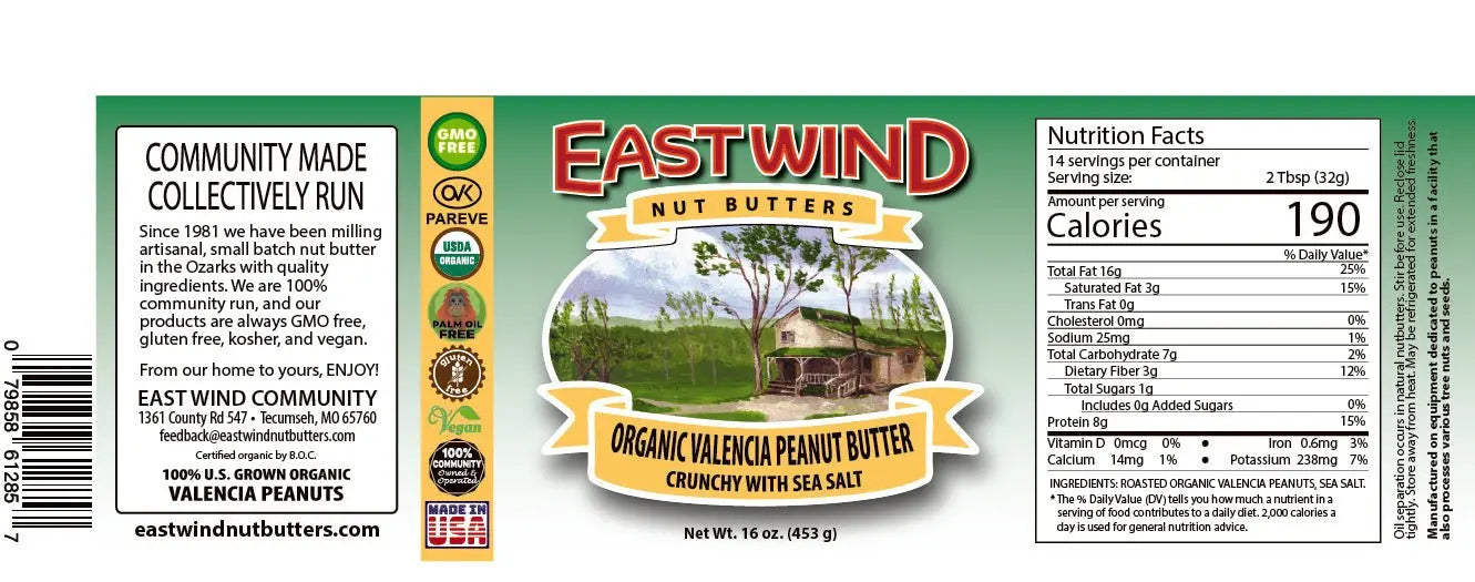 Organic Valencia Peanut Butter- 2 Ingredients or less East Wind Crafts