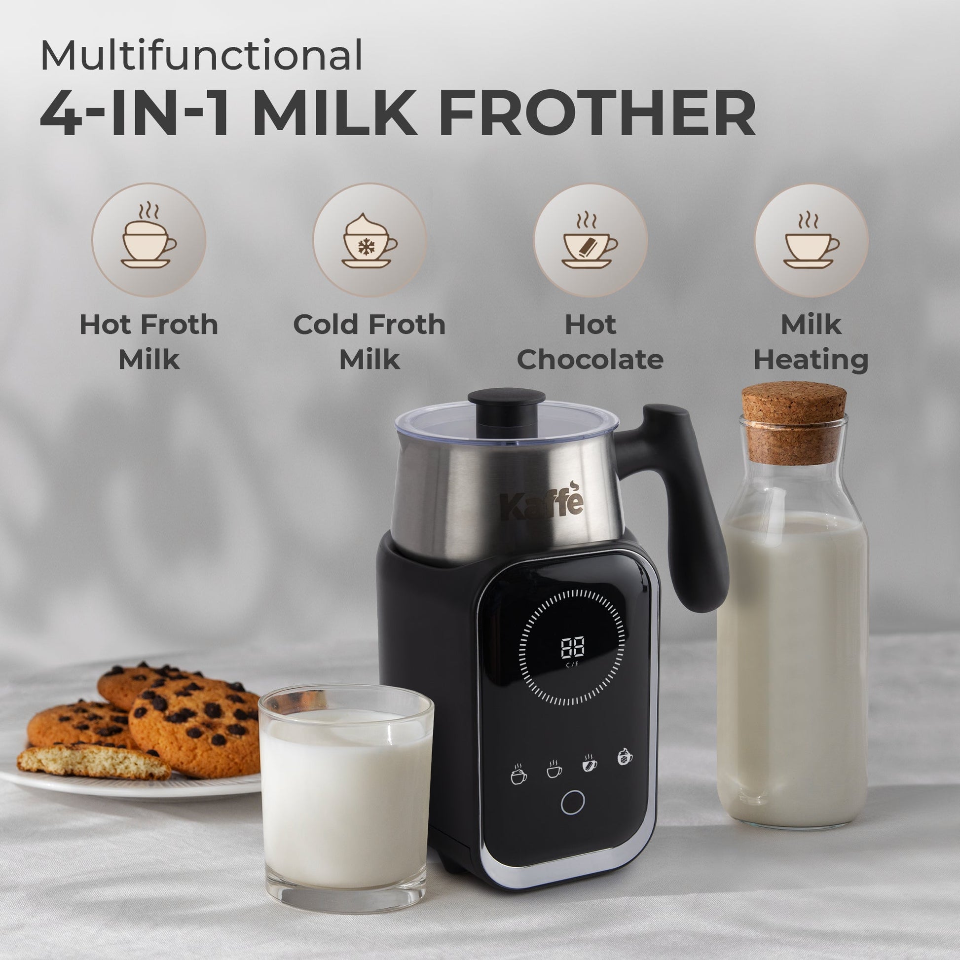 Pour-in Premium Milk Frother w/ Digital Screen, KF6075 - Cozy Notes Coffee Co